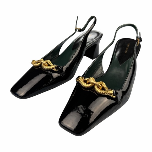 Tory Burch Women's Jessa Sling Back Pump Black Patent Finish In Size 9.5M - Picture 5 of 14